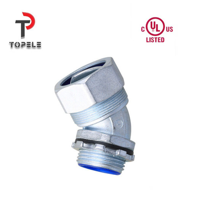 Fittings de conduta de zinco líquido apertado flexível conector ângulo de 45 graus NPT UL Lista DNJ