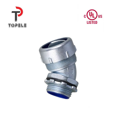 Fittings de conduta de zinco líquido apertado flexível conector ângulo de 45 graus NPT UL Lista DNJ