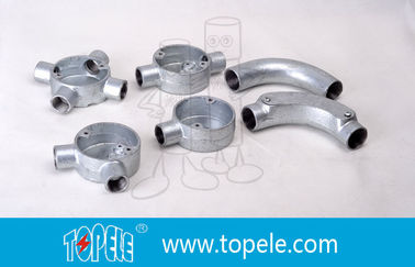 Caixa de junção circular de ferro maleável de cotovelo de ferro 20MM 3 / 4 ′′, 1 ′′BS4568 GI com buraco com toque