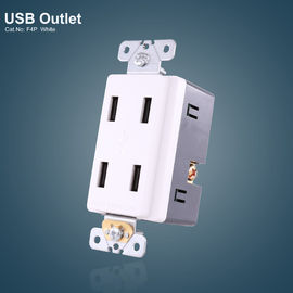 Portas USB 4 brancas GFCI Receptores USB elétrico Com placa sem parafuso