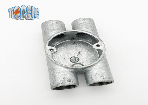 Acessórios de conduta duráveis de Gi BS4568 Circularmente maleável Twin Through - H Way Box