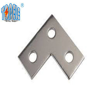 Placa de ângulo plano perfurada com 3 buracos, galvanizado, canal de unistrut