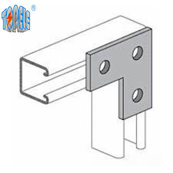 Placa de ângulo plano perfurada com 3 buracos, galvanizado, canal de unistrut