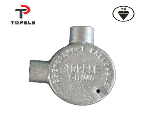 TOPELE BS Caixa de junção circular de alumínio maleável de duas vias, acessórios galvanizados para condutores elétricos