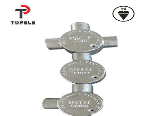 Caixa de junção circular elétrica galvanizada 20mm 25mm Ferro maleável 3 Way Hot Dip